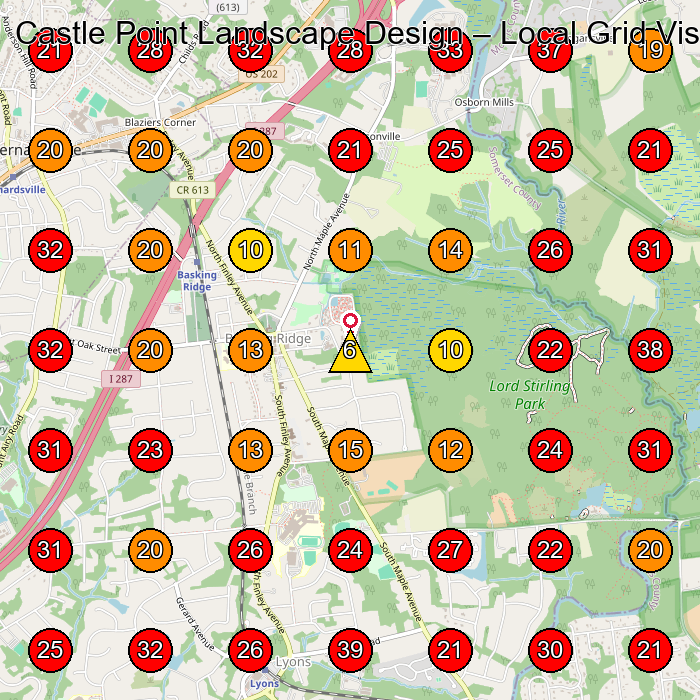 Castle Point Landscape Design GeoGrid visibility map for Landscape Architect in Randolph